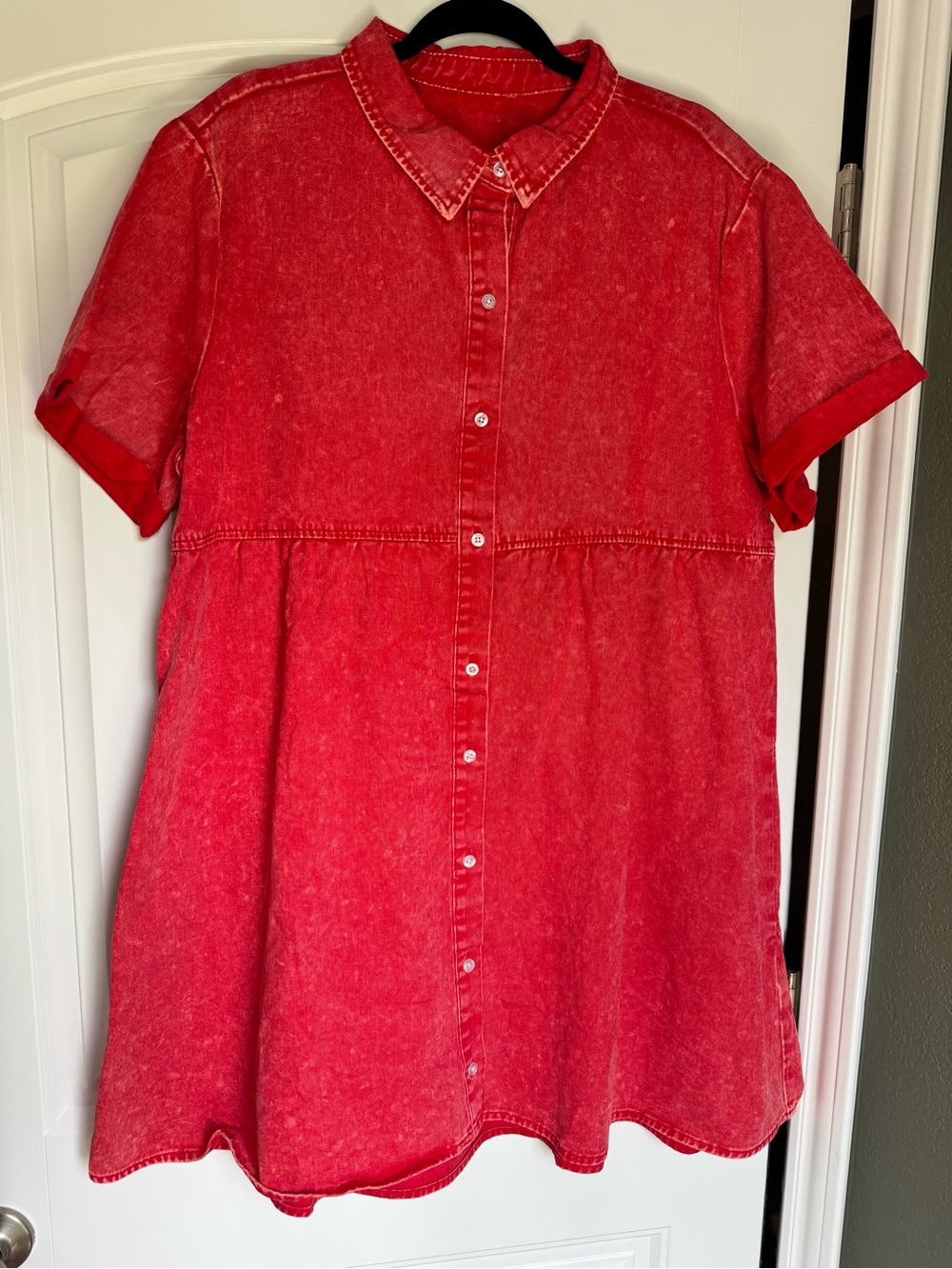 Grapent Red Denim Babydoll Shirt Dress XXL NWOT